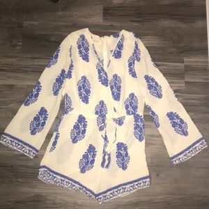 White and blue shorts Romper